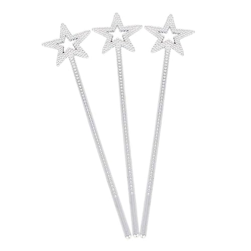 BESTonZON 3St Engel Zauberstab nachtlicht Spiralen Mädchen für Fairy Wand Kinderkleider Feengeburtstagsparty-Zubehör Star Zauberstab Partybevorzugung Plastik Silver von BESTonZON