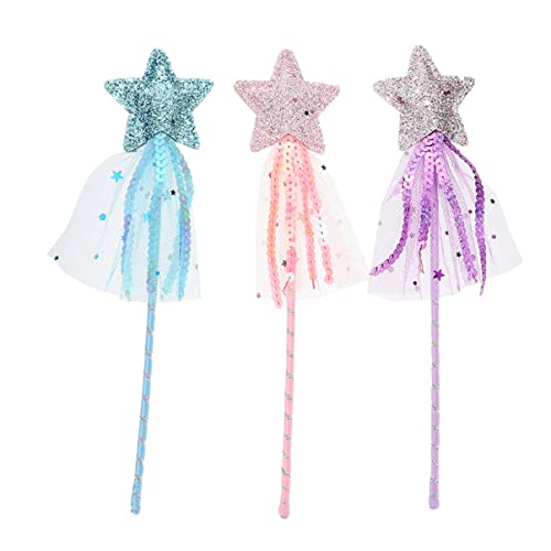 BESTonZON 3St Fee Zauberstab Fairy Wand Party mitgebsel spielsachen mitgebsel Kindergeburtstag photostickomni spielzeuge Quasten-Fee-Zauberstab Mädchen Fee Stock Feenstab Leder von BESTonZON