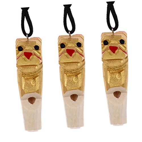 BESTonZON 3St Holzgeschnitzte Tierpfeife kinder holzspielzeug toys für Spielzeugblasinstrumente Notpfeife Strumpf Holzpfeife Halskette mit Tierpfeife hölzern Golden von BESTonZON