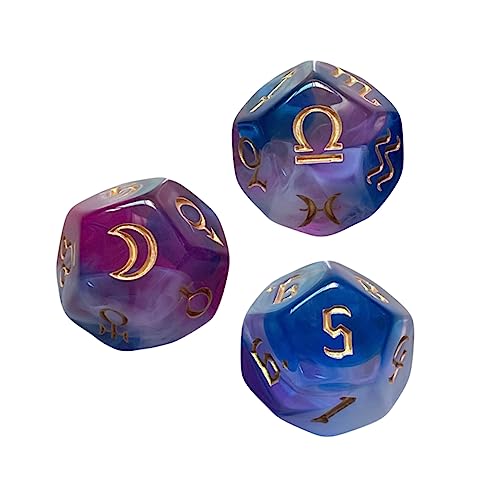 BESTonZON 3St Konstellationswürfel Tischspielwürfel geometrische Würfel polyedrische Astrologie Tarot RPG-Würfel polyedrische Würfel Würfelspiel Polyeder-Spielwürfel mehrseitige Würfel Acryl von BESTonZON