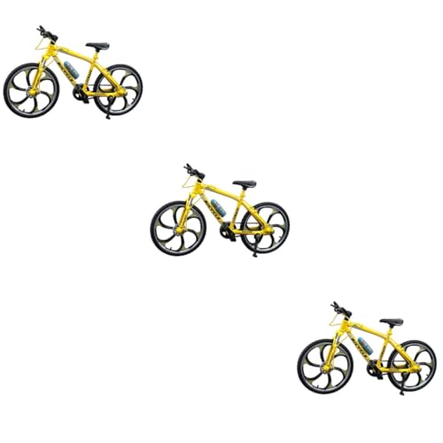 BESTonZON 3St Miniaturen Gelbes Fahrrad Spielzeug Sammlerstück Fahrrad DIY-Bausatz im Modellmaßstab Spielzeug für Kinder Minibike für Kinder Kinderspielzeug Mini-Fahrrad Figurendekor von BESTonZON