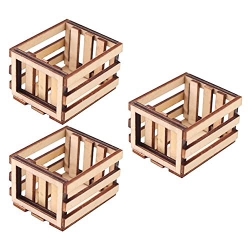 BESTonZON 3St Miniaturen mit Holzrahmen Aufbewahrungskorb aus Weidengeflecht Aufbewahrungskörbe aus Korbgeflecht kühlkorb einkaufskorb Storage Baskets Mini-Hausaccessoire Mini Möbel von BESTonZON