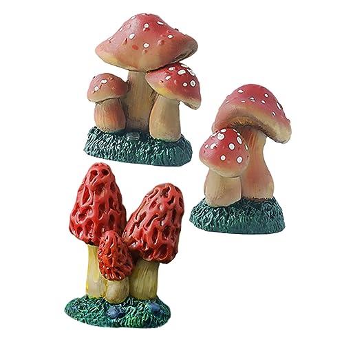 BESTonZON 3St Pilzzubehör bastelset basteln für Pilzfiguren für Terrarien Cute Decor Mikrolandschaft Dekoration Figur Pilze künstlich drehbar Mini-Pilzdekor Feenpilzfigur Harz von BESTonZON