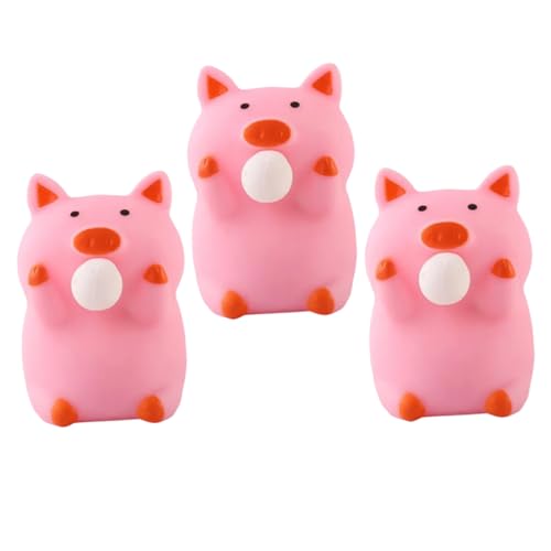 BESTonZON 3St Schweinchen zum Stressabbau Spielzeug für Kinder kinderspielzeug funnytoys Glowing Toy Schweinequetschspielzeug - Tier Statue weiches Prise Musik Geschenk Rosa von BESTonZON