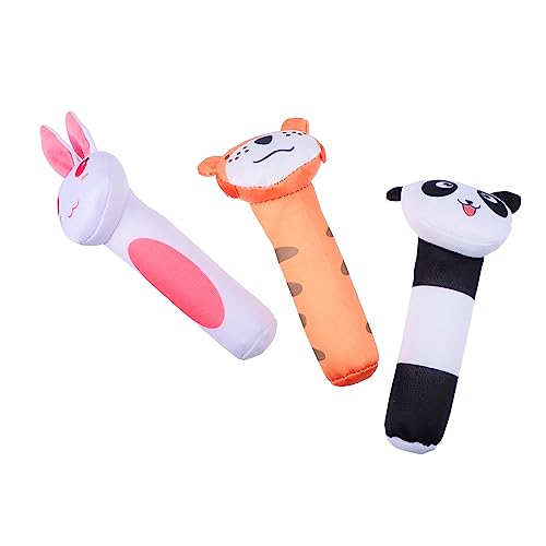 BESTonZON 3St Spielzeug rasseln Plüsch Rasseln - -Rasseln Kuscheltiere für Babys Animal Toys Tier Spielzeug Plush Toy Rasselspielzeug mit langem Griff Plüschglockenspielzeug von BESTonZON