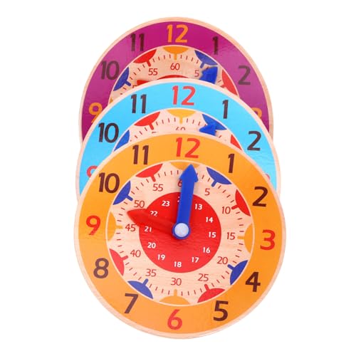 BESTonZON 3St Unterrichtsuhr Uhr Spiele sensorisches Timer kinderuhren Armbanduhr The time pädagogisches Uhrenmodell Lernspielzeug für hölzern von BESTonZON