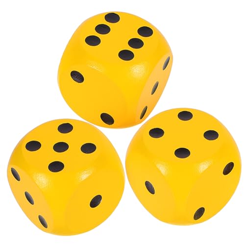 BESTonZON 3St Würfel für Partyspiel Spiel für Spiele Dame Brettspiel holzspielzeug holzspielsachen holzsteckwürfel spielwürfel große Holzwürfel praktischer Holzwürfel hölzern Yellow von BESTonZON