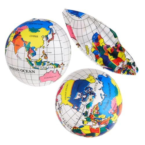 BESTonZON 3St aufblasbarer Weltkarte World map Floating Globe map of The World Earthbound Weltkugel sprengen aufblasbare Bälle Spielzeug Kinder Lernen lustiger Kugelball PVC von BESTonZON