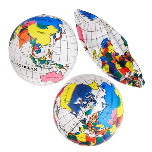 BESTonZON 3St aufblasbarer Weltkugel sprengen aufblasbare Bälle Kidcraft-Spielset aufblasbare Weltkugel Weltkarte World map Spielzeug lustiger Kugelball Kinder Lernen PVC von BESTonZON