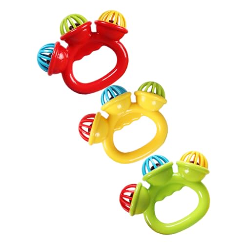 BESTonZON Sensorik Spielzeug Baby 3er Set Handspielzeuge Mit Glöckchen Rasseln Für Babys Von 0 3 Jahren Musikinstrumente Für Kleinkinder Farben Zufällig Shaker Bells Knisterspielzeug Baby von BESTonZON