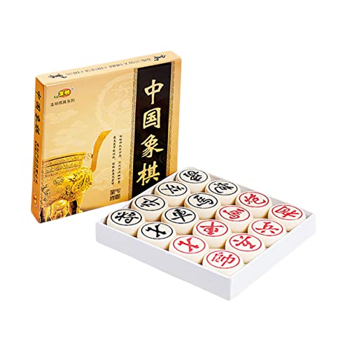 BESTonZON 3st 3D Lustiges Schach Desktop-Spielzeug Chinesisches Schach Chinesisches High-end-Schach Frühes Lernspiel Tragbares Schach Hölzern Beige von BESTonZON