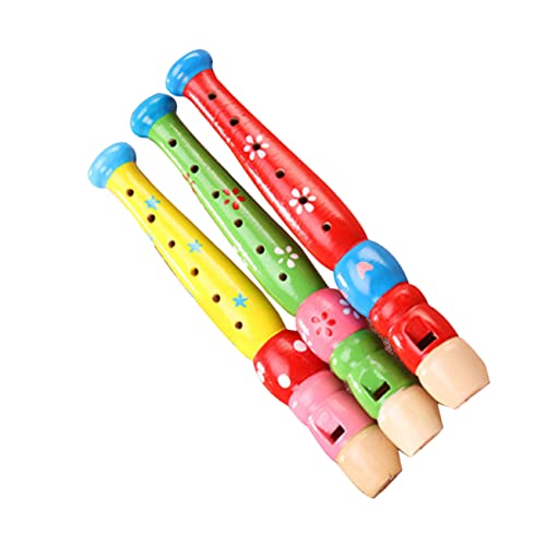 BESTonZON 3st 6-Loch-Piccolo Aus Holz Tonaufnahme-Spielzeug Sensorisches Kinderspielzeug Musik Student Blockflöte Entwicklungsspielzeug Lernspielzeug Für Kinder Blasinstrumente Hölzern von BESTonZON