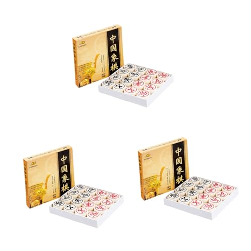 BESTonZON 3st Chinesisches High-end-Schach Chinesisches Schach Frühes Lernspiel 3D Lustiges Schach Tragbares Schach Desktop-Spielzeug Lernspielzeug Beige Bambus von BESTonZON