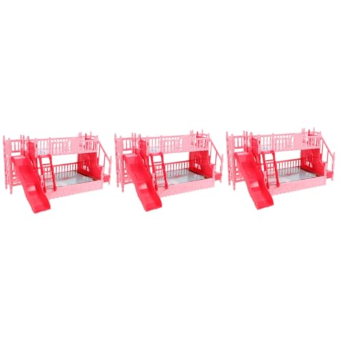 BESTonZON 3st Etagenbett-Set Für Puppen Puppenhaus Mini-Modell Miniaturmöbel Mini-möbelmodelle Mini-hausbett Miniatur-etagenbettmodell Mini-etagenbett-puppenbausatz Puppenminibett Abs Rosa von BESTonZON