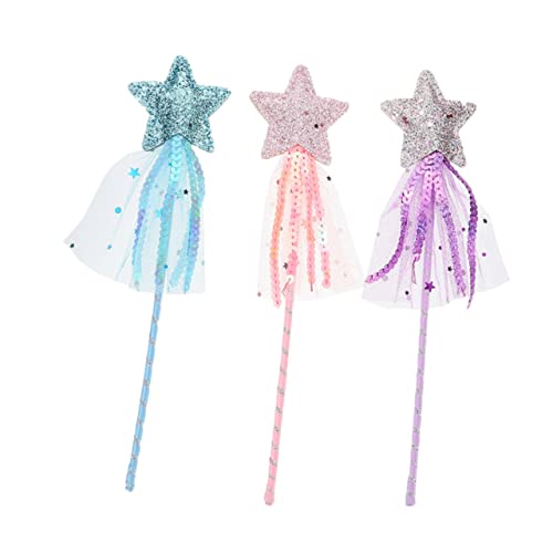 BESTonZON 3st Fee Zauberstab Mädchen Mädchen Outfits Prinzessinnenkostüm Für Mädchen Kinderkleidung Kinderspielzeug Glitzerstern-fee-zauberstab Prinzessin Spielzeug Leder von BESTonZON