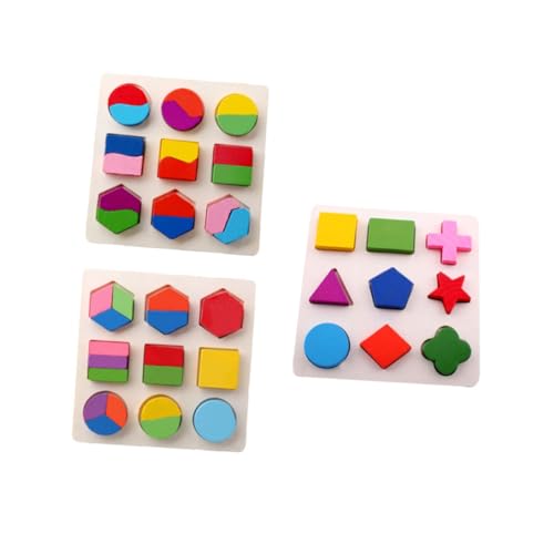 BESTonZON 3st Früherziehungsspielzeug Geometrischer Stapelblock Klobige Puzzleformen Farblernpuzzle Form des Vorschullernens Form-Matching-Puzzle Spielzeug Zum Sortieren Von Formen Hölzern von BESTonZON