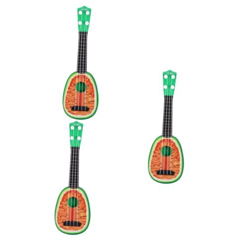 BESTonZON 3st Mini-obstinstrumente Mini-Ukulele Für Kinder Mädchen Spielzeug Ukulele Sopran Mini-gitarrenspielzeug Obst Gitarre Gitarrenspielzeug Für Kinder Klein Rot Saiteninstrument von BESTonZON