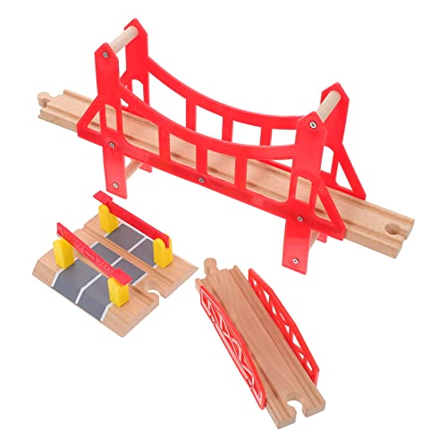 BESTonZON 3st Gleisbausteine Lernspielzeug Für Kinder Bahngleise Für Kinder Gleiszubehör Kinder Tylonal Kinderzugbrücke Puzzle-zubehör Bahnschienen Bauen Blöcke Zusammen Gehirnspielzeug Holz von BESTonZON