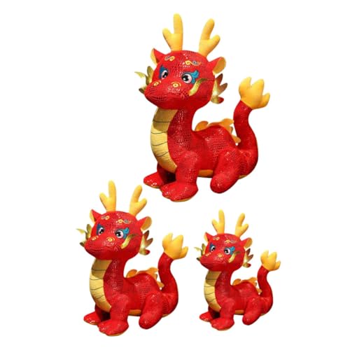 BESTonZON 3st Jahr Der Drachen-Maskottchen-Puppe Plüschtiere Frau Puppe Chinesischer Neujahrsdrache Miniatur Stofftier Bär Tragen Figur Kuscheltier Drache Monster Pp Baumwolle von BESTonZON