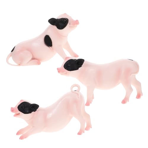 BESTonZON 3st Lebensechtes Simulationstiermodell Simulation Tierverzierung Simulation Schweinemodell Mini- -Figur Simuliertes Schweinemodell Sammelfigur Tiermodell- PVC von BESTonZON