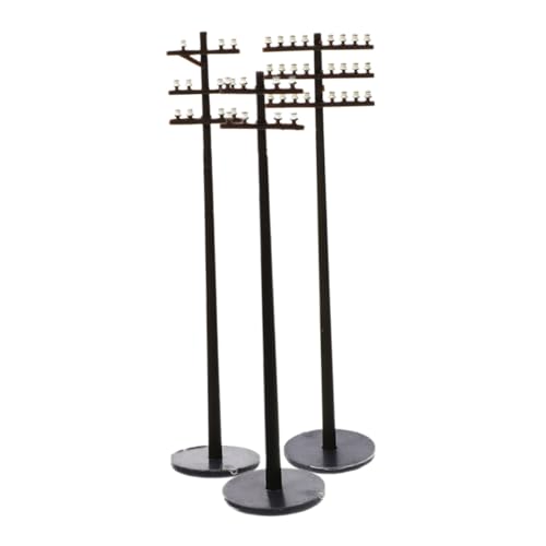 BESTonZON 3st Mikrolandschafts-telefonmast Modell Für Telegrafenmasten Sandtisch-DIY-zubehör Mikrolandschaft Telegrafenmasten Telegraphenmasten DIY-Modell Modell Gartenleuchte Abs Black von BESTonZON