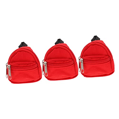 BESTonZON 3st Puppenrucksack Schultasche Für Puppe Mini-Coole Rucksäcke Für Puppen Mini-Rucksack Für Puppen Mini-Puppen-schultaschen Mini-Puppen Für Schulbedarf Mini- -dekor Rot Polyester von BESTonZON