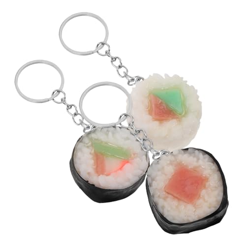 BESTonZON 3st Sushi-Modell-schlüsselanhänger Sushi-weihnachtsschmuck Sushi-Ornament Cartoon-Essen-anhänger Sushi-Katze Schlüsselanhänger Gefälschtes Essen Faux Food Falsches Fleisch Plastik von BESTonZON