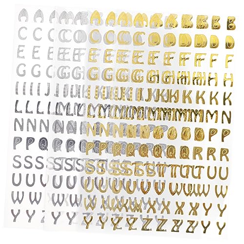 BESTonZON 4 Blätter Bronzierende Englische Aufkleber DIY-buchstabenaufkleber Für Das Scrapbooking Alphabet-Aufkleber Klein Selbstklebende Glänzende Aufkleber Kinder Aufkleber Papier von BESTonZON