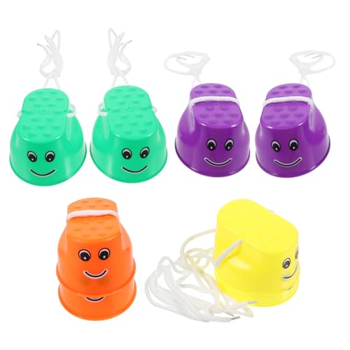 BESTonZON 4 Paare Stelzen Eimer Farben rutschfest Balancieren mit Verstellbarem Seil für Motorik und Koordination Indoor Outdoor Jungen Mädchen BESTonZON 4 Paare Stelzen Eimer Farben rutschfest Balancieren mit Verstellbarem Seil für Motorik und Koordination Indoor Outdoor Jungen Mädchen von BESTonZON