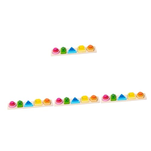 BESTonZON 4 Sätze Geometrie-Puzzle Kinderspielzeug Jigköpfe Puzzlekarte Magnetspielzeug Spielsachen Spielzeuge Bausteine Bauklötze Magnet Spielzeug Puzzlematte Kinder Spielzeug Holz Colorful von BESTonZON