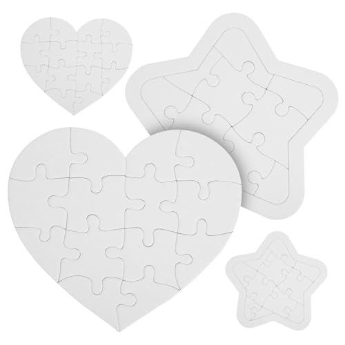 BESTonZON 4 Sätze Leeres Puzzle Herz und Stern Formen DIY Bastelset aus Starkem Papier für Hand Auge koordination Training Malen und Gestalten Kreative Puzzle Teile BESTonZON 4 Sätze Leeres Puzzle Herz und Stern Formen DIY Bastelset aus Starkem Papier für Hand Auge koordination Training Malen und Gestalten Kreative Puzzle Teile von BESTonZON