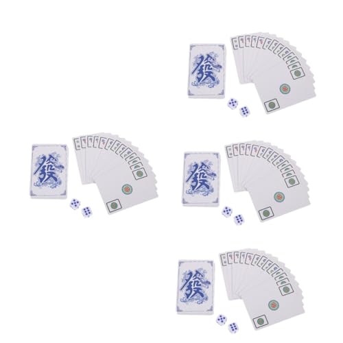 BESTonZON 4 Sätze Mahjong-Poker Reise-Brettspiel Mahjong-Karte für zu Hause Chinesisches Mahjong-Kartenset Mini-Mahjong-Kartenset Spielzeug Miniatur-Mahjong-Kartenbausatz Mahjong-Karten-Kit von BESTonZON