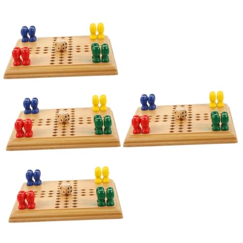 BESTonZON 4 Sätze Mini-Ludo Interessante Schachspiele Kinder Erwachsene Schachspielzeug Partyschachspielzeug Fliegendes Schach Für Kinder Klassisches Spielzeug Schachbrettspielzeug Bambus von BESTonZON