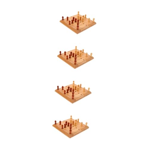 BESTonZON 4 Sätze Mini Schach Mini-tischspielzeug Dame Brettspiel Familienbrettspiele Klassisches Brettspiel Schachstrategie Für Anfänger Schachbretter Für Erwachsene Schach Spielzeug Bambus von BESTonZON