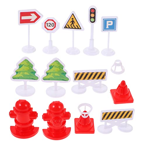 BESTonZON 4 Sätze Mini-Verkehrsschild-barrikaden Spielen Miniatur-straßenschild Spielset Straßenschilder Mini-Spielzeug Simulation Verkehrszeichen Pädagogisches Spielzeug Für Kinder Plastik von BESTonZON