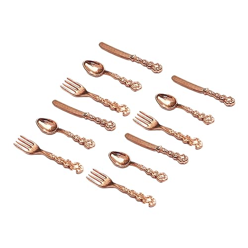 BESTonZON 4 Sätze Mini-Western-Geschirr Mini-geschirrdekoration Mini-Geschirr-Desktop-herzstück Mini-Geschirr-kit Mini-puppenhaus-Geschirr Puppenhaus Geschirr Legierung Rose Gold von BESTonZON