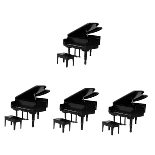 BESTonZON 4 Sätze Puppenhaus-Klavier Klavier Für Minihaus Mini-Piano-Modell Miniklavier Für Puppe Mini-hausschmuck Puppenhaus Klavier Und Hocker Zubehör Für Puppenhäuser Mini-hausmöbel Black von BESTonZON