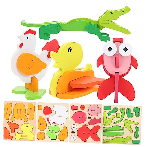 BESTonZON 4 Sätze Puzzle Kinderspielzeug Junge Jungs- Kinderspiele Spielmatte Anatomie Für Für Kleinkinder Kleinkindspielzeug Tiere Rätseln Hölzern von BESTonZON