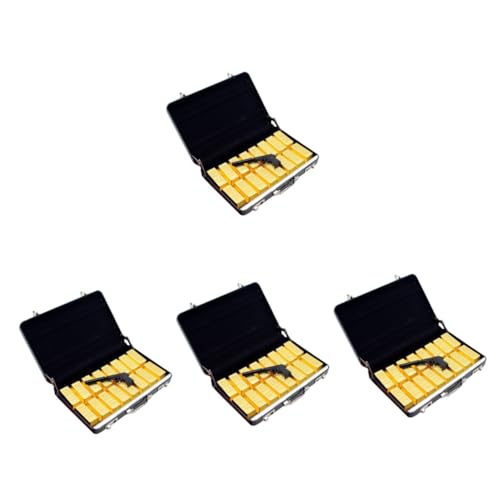 BESTonZON 4 Sätze Simulierter Koffer Minibars Miniatur-Barspielzeug Puppenhaus-Schatztruhe Ornamente Kofferset bastelsachen Mini-Modelle mit goldenen Steinen Goldsteine Aluminiumlegierung von BESTonZON