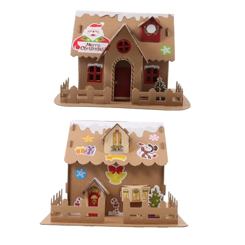 BESTonZON 4 Sätze Weihnachtsplätzchenhaus weihnachtsspielzeug Kinder weihnachtsbasteln dekoratives Kekshaus Weihnachten Mini- Dorf Miniaturspielzeug Cracker Lernspielzeug DIY-Materialset von BESTonZON