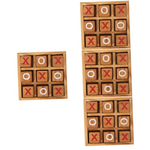 BESTonZON 4 Sätze xo Schach Puzzles für Erwachsene Spiele -Kleinkind-Spielzeug klassisches Brettspiel Denksportaufgaben Kinder Puzzle rätselbuch Kinder Zehenspiel -Toe-Brettspiel hölzern von BESTonZON