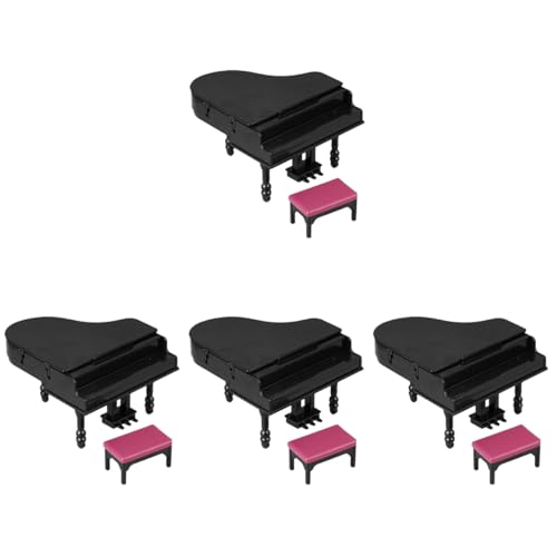 BESTonZON 4 Set Miniatur Dollhouse Grand Piano Mini -Klavierhockerspielzeug Mini -Klaviermodellmodell Miniaturpuppenhaus Dekoration Zubehör Miniatur Klavierhocker Musik Score Doll House von BESTonZON