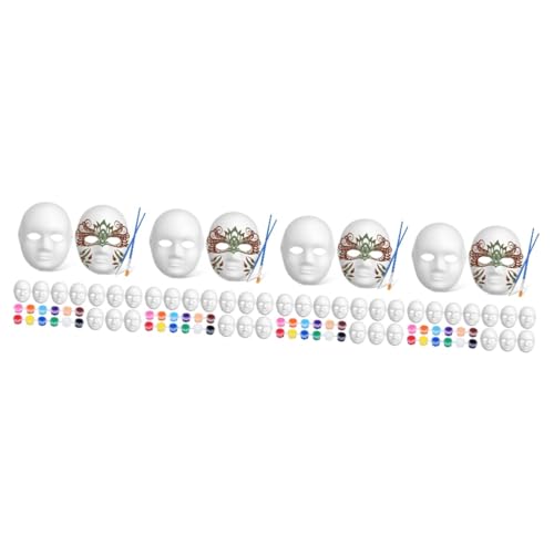 BESTonZON 4 Sets Pappmaché Set Papiermasken Zum Basteln Bastelpapiermasken Pappmaché Masken Bemalbare Masken Cosplay Party Masken Leere Masken Masken Malset Leere Zellstoffmasken von BESTonZON