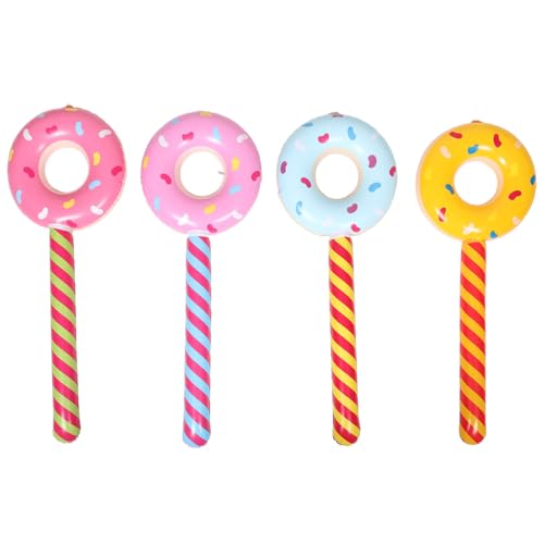 BESTonZON 4 Stück Aufblasbarer Donut-stick Donut-dekorationen Dunkin Donuts Aufblasbarer Donut-lutscher Schwimmer Aufblasbare Donut-lutscher-spielzeuge Party Gefälschte Süßigkeiten Pvc von BESTonZON