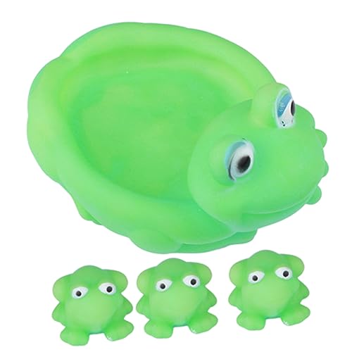 BESTonZON 4 Stück Badespielzeug Frosch Wasserspielzeug schwimmende Froschfamilie kinderplanschbecken Kinder wasserspielzeug kinderspielzeug Quietschende Spielzeuge Spielzeug Vinyl Green von BESTonZON