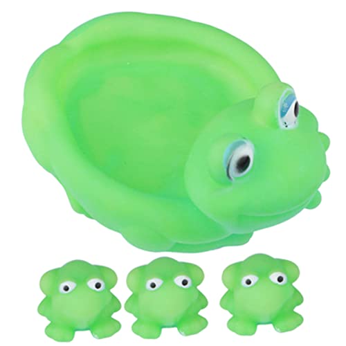 BESTonZON 4 Stück Badespielzeug schwimmende Froschfamilie Badewanne Frosch Spielzeug kinderplanschbecken Kinder wasserspielzeug Spielzeuge Babywanne Badewannenspielzeug für Kinder Vinyl von BESTonZON