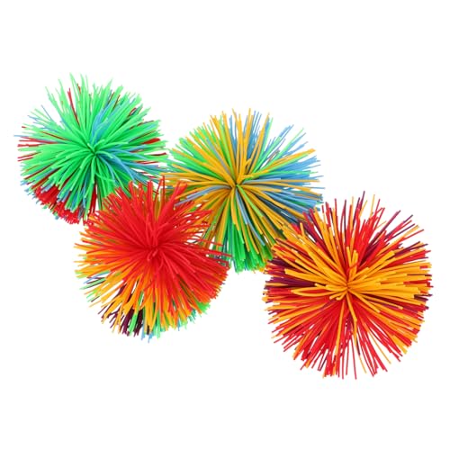 BESTonZON 4 Stück Bunte Silikonkugeln Fadenförmige Bälle Weich Sensorische Zappelbälle Flauschige Sinnesbälle Sehnige Bälle Weiche Stressbälle Aus Silikon Stressspielzeug Fürs Büro Kieselgel von BESTonZON