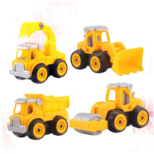 BESTonZON Spielzeug Baustelle 4er Set DIY Zusammenbau Spielzeugautos Lustiges Ingenieurfahrzeug Bastelset Mit Ausgrabungsmaschinen Für Kreative Lernspielzeug Zur Frühen Zufällige Designs von BESTonZON