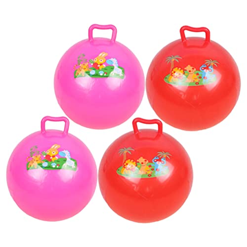 BESTonZON 4 Stück Den Ball Klopfen Kinder Hüpfend Hüpfender Ball Hüpfbälle Für Kinder Mit Griff Kinder Springen Springender Ball Hüpfbälle Für Kleinkinder 1-3 Springball Für Kinder PVC von BESTonZON