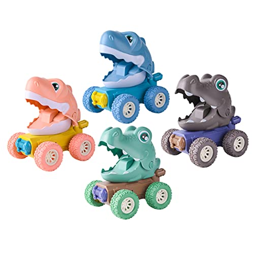 BESTonZON 4 Stück Dinosaurier-Auto Cartoon-Spielzeug Mini-Spielzeug Stielspielzeug Tierspielzeug Kinder geschirrset Spielzeug Kinder Spielzeug Set Junge Spielzeug Kleinkindspielzeug Plastik von BESTonZON